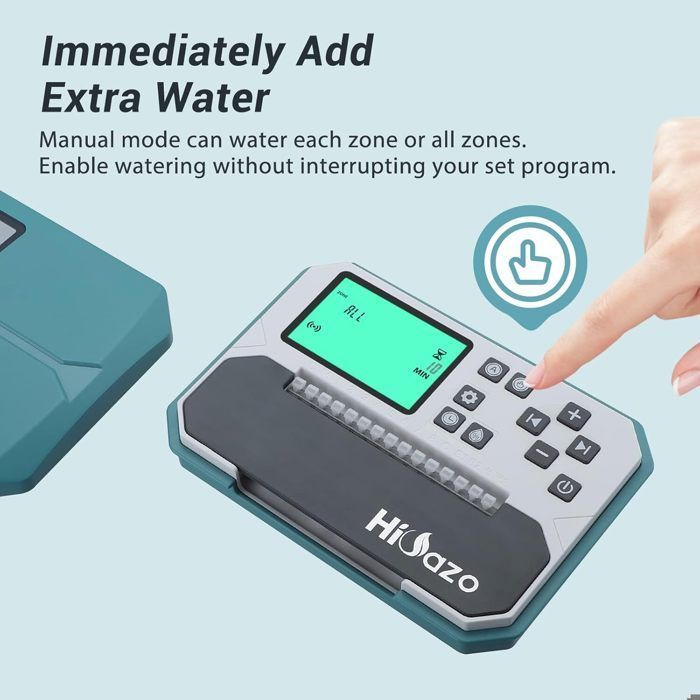 Controlador de riego WiFi HiOazo HO-SC-8W, temporizador, sistema de riego de 8 vías, monitorización mediante aplicación.