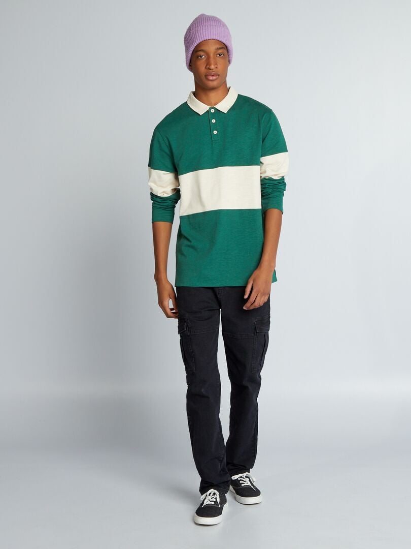 Polo shirt met lange mouwen van jersey +190 cm - Groen