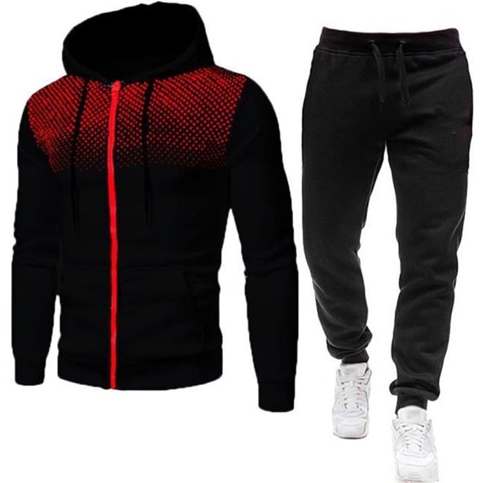 Survêtement Homme Ensemble à Capuche et Pantalon de Sport Jogging Survêtement Deux Pièces Sport Ensemble,Noir