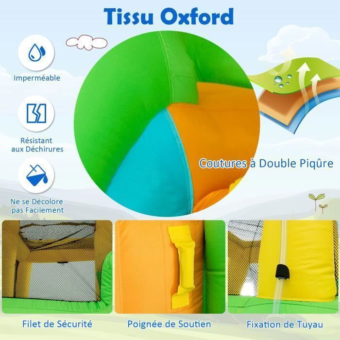 Château Gonflable pour Enfants DREAMADE avec Piscine, Toboggans d'eau, Mur d'Escalade et Panier de Basket