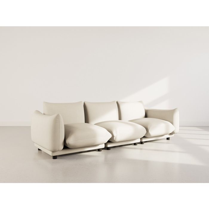 Jeanne - Sofá modular de 3 plazas en terciopelo texturizado - Beige