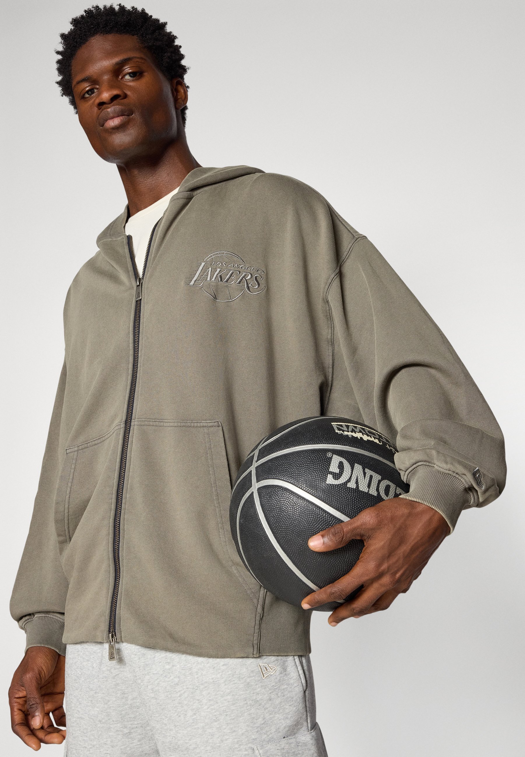 New Era NBA LOS ANGELES LAKERS WASHED FULL ZIP - Klubové oblečení - šedá