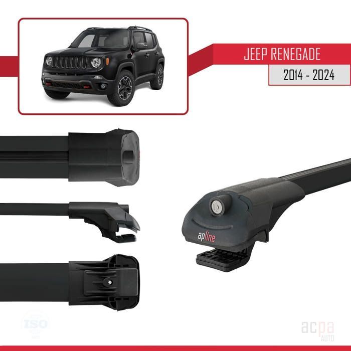 Barras de techo ACE-1 para Jeep Renegade 2014-2024, portaequipajes para coche / Negro