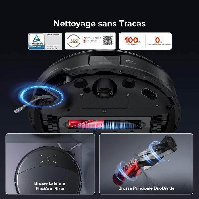 Set robot aspirapolvere Roborock Saros 10R, 22000 Pa, 6400 mAh, spazzola e panno sollevabili ed estensibili, stazione di ricarica 4.0, 7,98 cm