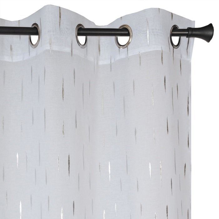 Cortina transparente plateada con diseño de lágrima y ojales, 140x240cm - Elegancia y modernidad
