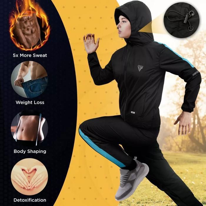Survêtement de sudation RDX Sauna H1 - bleu ciel - XS - Fitness - Homme - Manches longues - Respirant