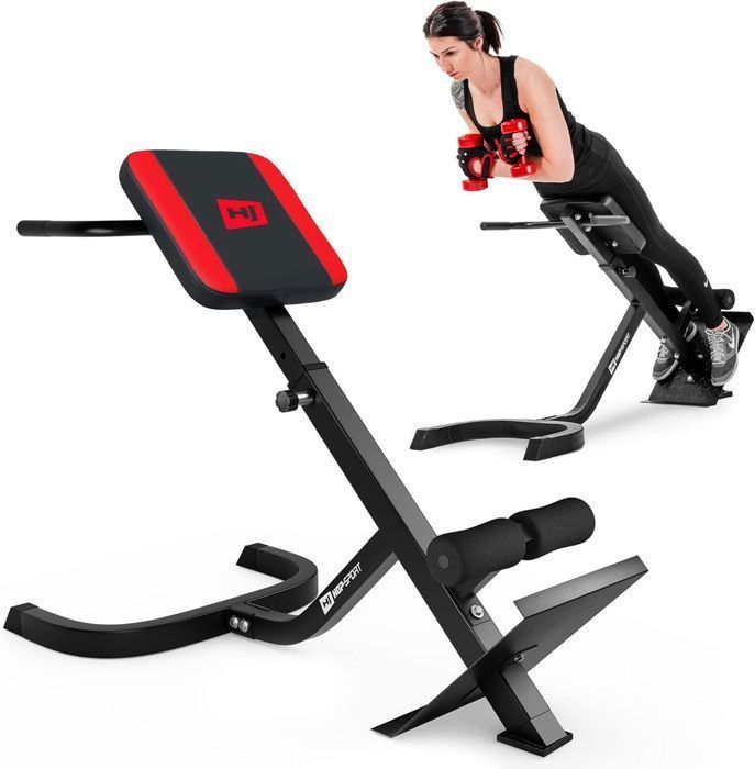 Hop-Sport HS-1018 Opklapbare Romeinse bank, Hyperextensie Romeinse stoel, Fitnessbank voor thuis, Rug- en buikspiertrainer