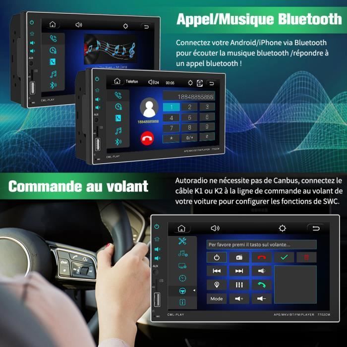 AWESAFE 2 Din Car Radio with Carplay & Android Auto, 7