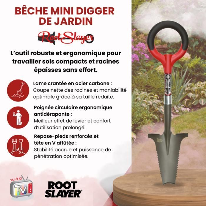 VENTEO – Miniexcavadora compacta para jardín | Herramienta multifuncional robusta de acero endurecido | Excavación versátil inspirada en herramientas profesionales