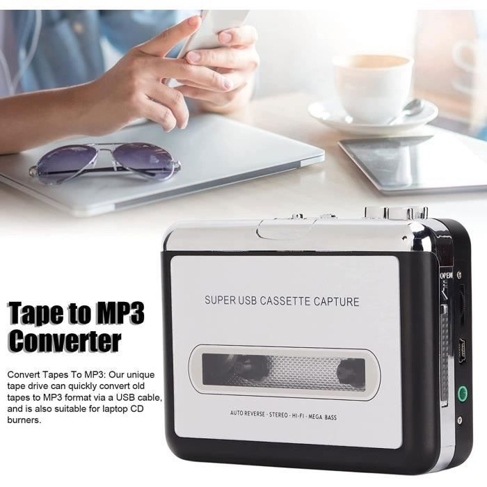 Lecteur de cassette portable, 3,5 mm auxiliaire guide CD léger et rapide petit convertisseur USB vers MP3 avec multicolore BALADEUR