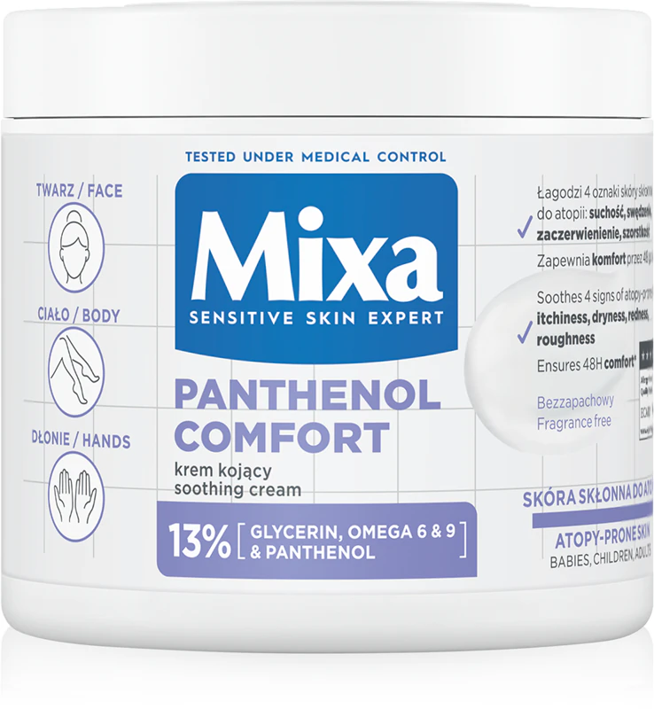 Regeneračný telový krém Mixa Panthenol Comfort pre suchú a atopickú pokožku