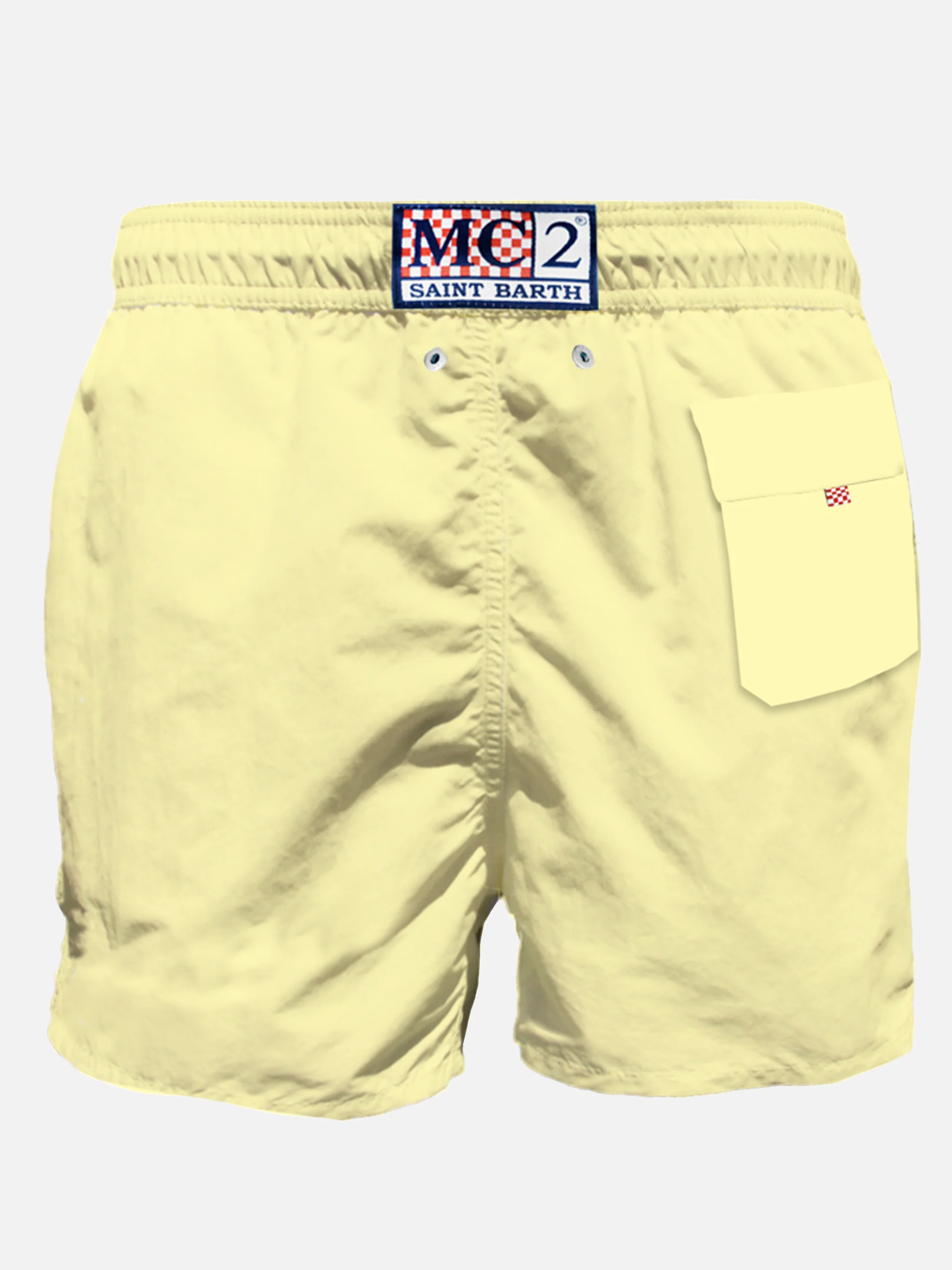 Costume da bagno giallo pastello da uomo con taschino