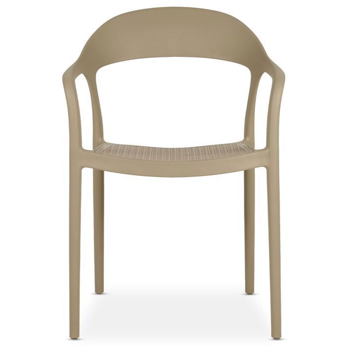 Ensemble table et chaises de jardin LAVANDA, coloris champagne, empilables résistantes aux intempéries et aux UV