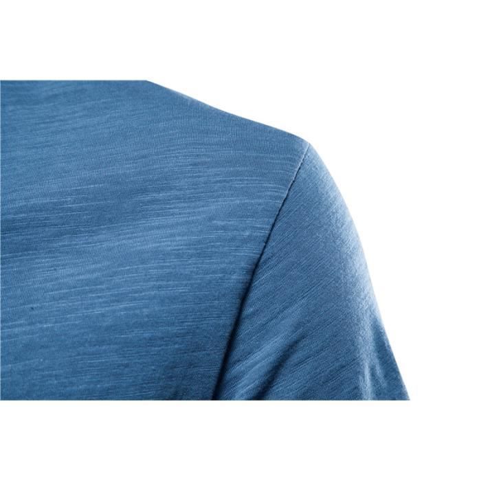 Herren-T-Shirt aus Bambus-Baumwolle – FUNMOON – Kurzarm – V-Ausschnitt – Schwarz