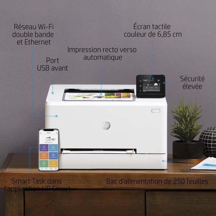 Imprimante monofonction HP Color LaserJet Pro M255dw laser couleur - Idéal pour les professionnels