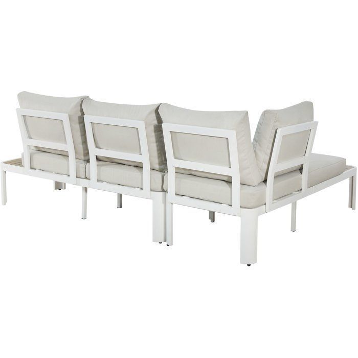 Garden furniture set - OLANA - Aluminium - White and beige - 4 people