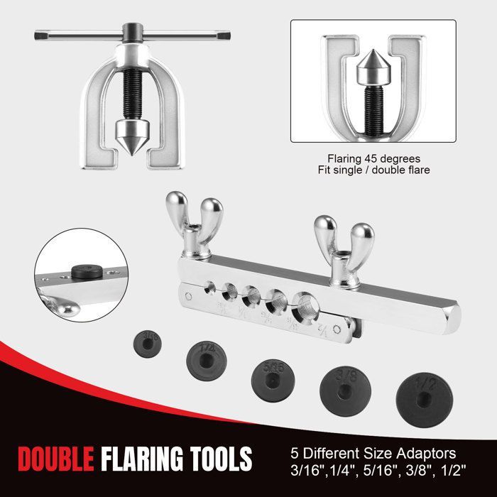 Kit di attrezzi per saldatura a fiamma singola e doppia TTLIFE, tubo freno da 7,62 m, rame da 4,75 mm, con 16 raccordi e 4 connettori.