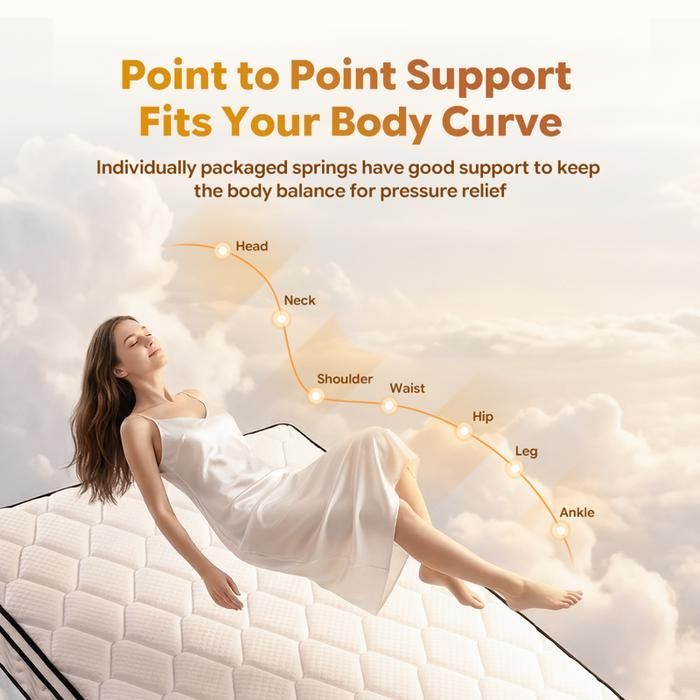 Matelas 90x200 cm HOLDLAMP - Très épais 25 cm - Mémoire de Forme + Ressorts 7 Zones - Hypoallergénique & Réversible Blanc