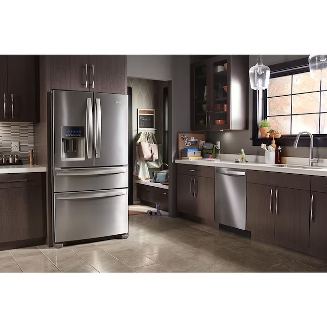 Whirlpool 4-türiger French-Door-Kühlschrank mit 24,5 Kubikfuß Nutzinhalt und Eiswürfelbereiter (Edelstahl, fingerabdruckresistent) ENERGY STAR®
