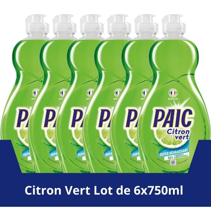 Detersivo per piatti Paic Lime – Pulisce - Sgrassa - Formato famiglia – 500 ml – Confezione da 6