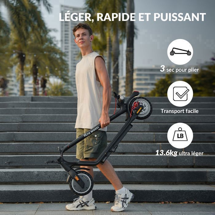 Patinete elétrico dobrável para adultos - 5ª roda - 8,5