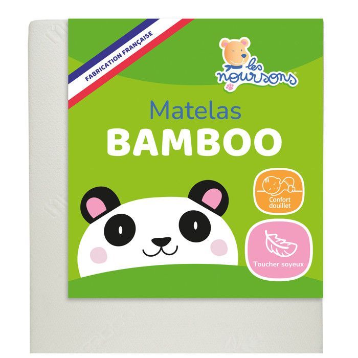 Colchón para bebés de bambú - 60x120 cm - Suave y absorbente - Sin productos químicos - Fabricado en Francia