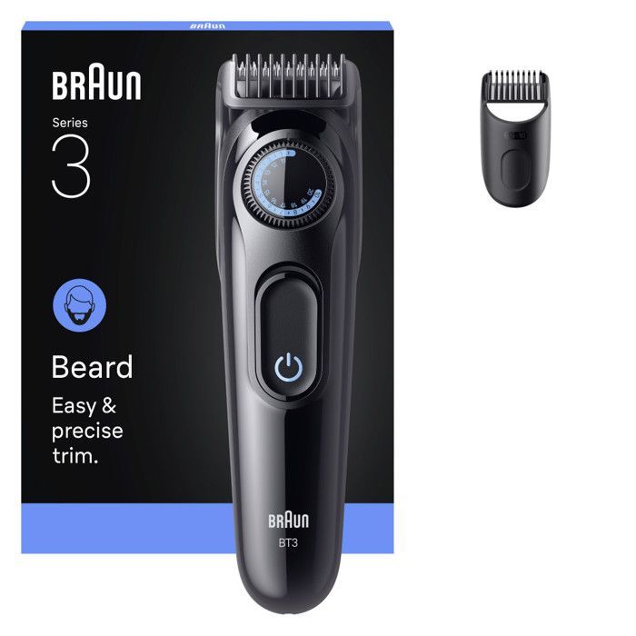 Braun Series 3 Beard Trimmer, + 2 Styling Tools, 20 Length Settings, Sharpened Blade, BT3500, Black