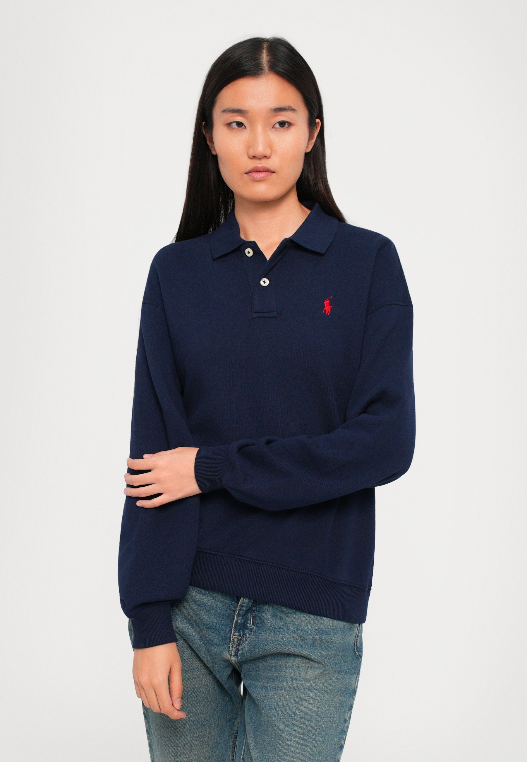 Polo Ralph Lauren POLO LEGGERA IN PILE A MANICHE LUNGHE - Maglia a maniche lunghe - blu navy