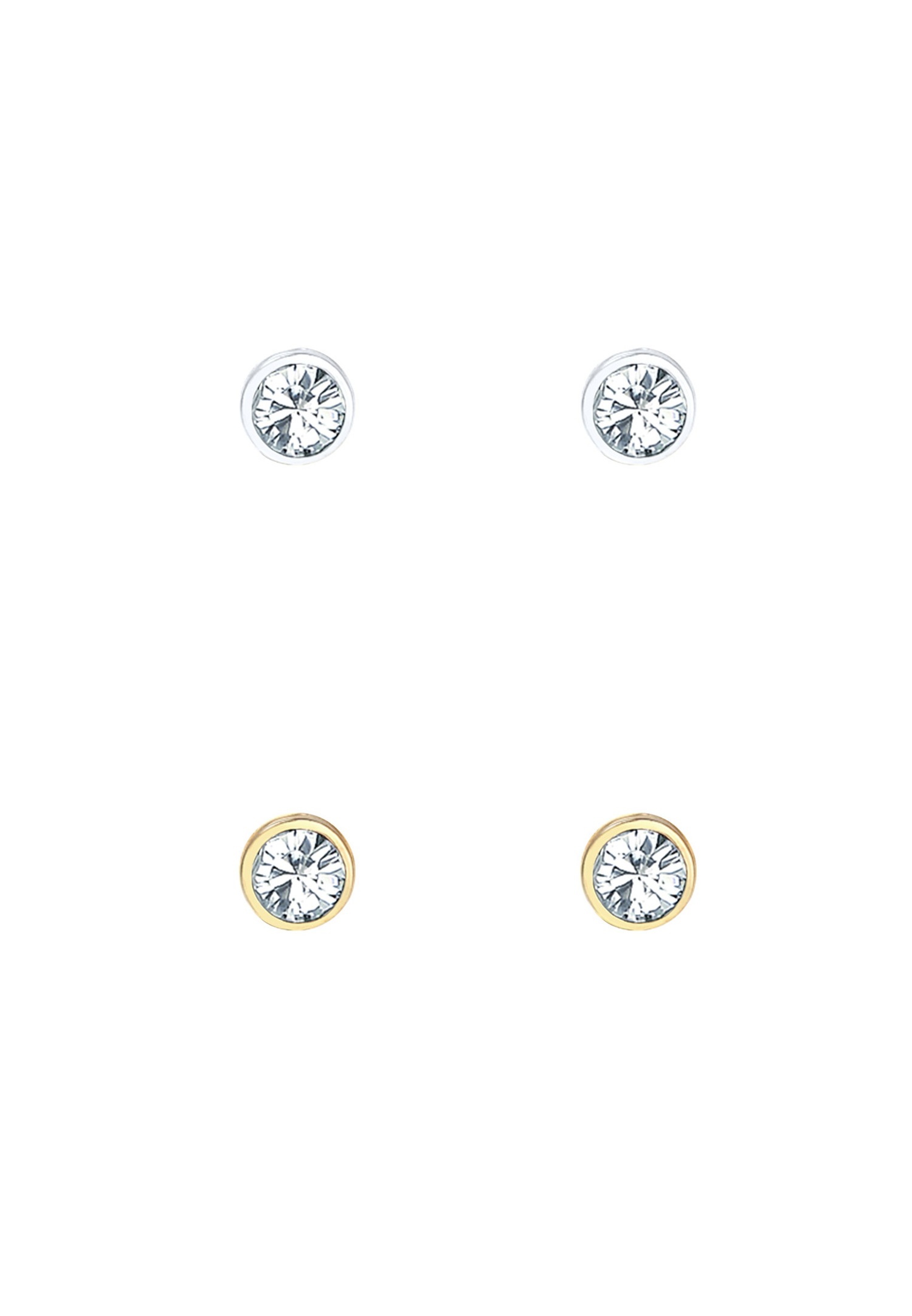 Elli Femmes clous d'oreilles avec cristaux en argent 925 et argent plaqué or