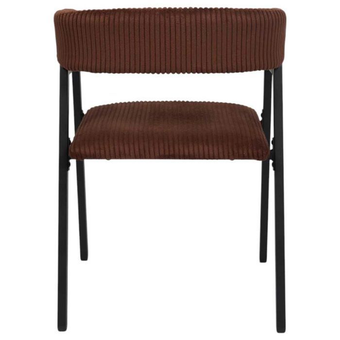 Juego de 2 sillas de comedor de diseño en metal y pana color terracota - AMORY