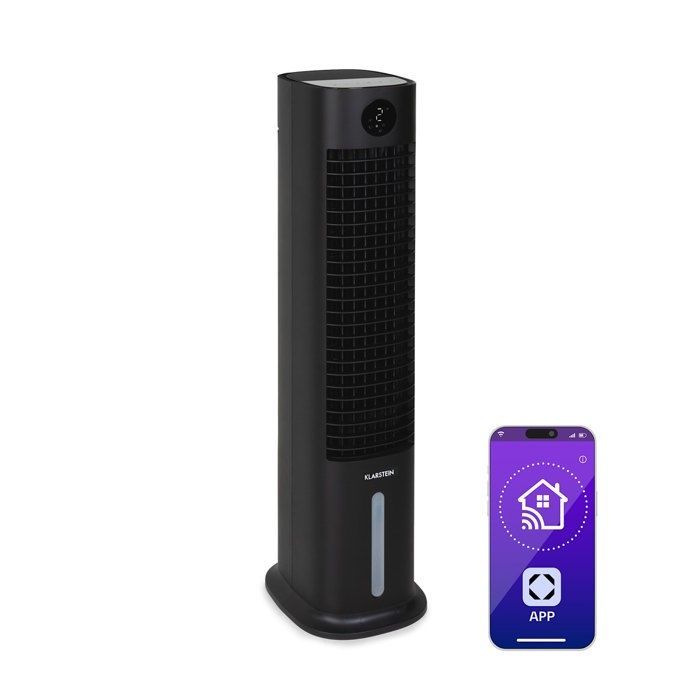 Enfriador de aire - Klarstein Skytower Smart - Ventilador humidificador de aire - Negro