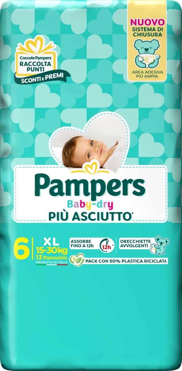 Fraldas Pampers Baby Dry Downcount XL, 13 unidades, tamanho 6 (15-30 kg)