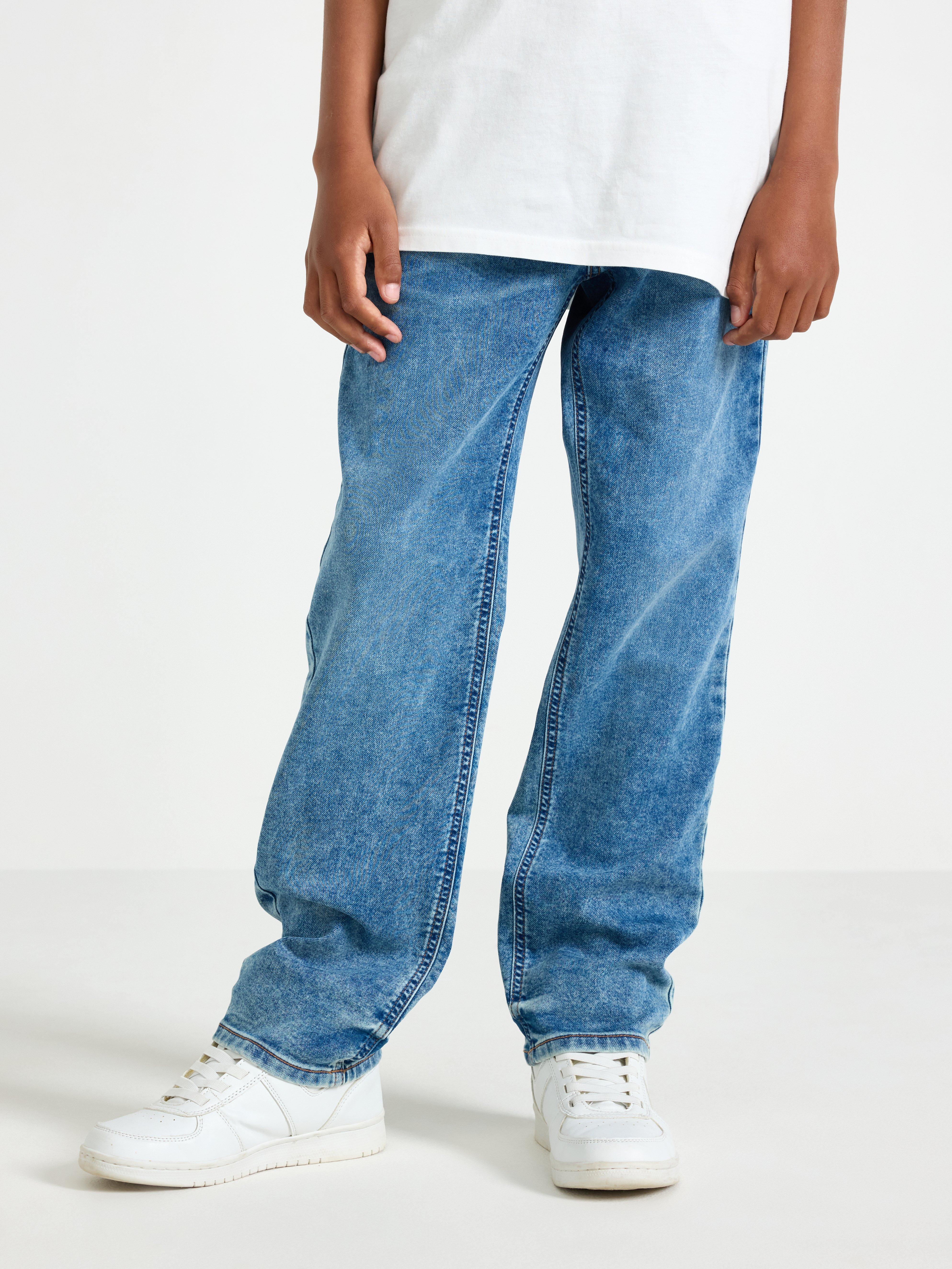 Džíny STAFFAN Rovné, regular střihy s kratšími nohavicemi Denim
