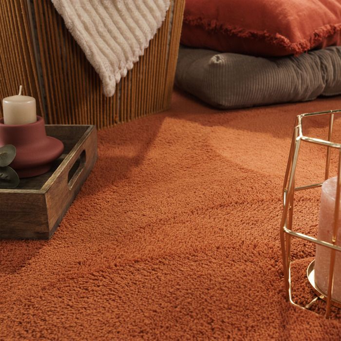 Paco Home Living Room Rug, Low Pile, Washable, Monochrome, Modern Style, Orange, 200x280 cm