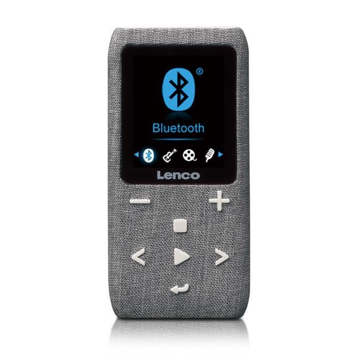 Lenco Xemio-861GY - Leitor de MP3/MP4 com Bluetooth® e entrada para cartão micro SD de 8 GB - Cinza