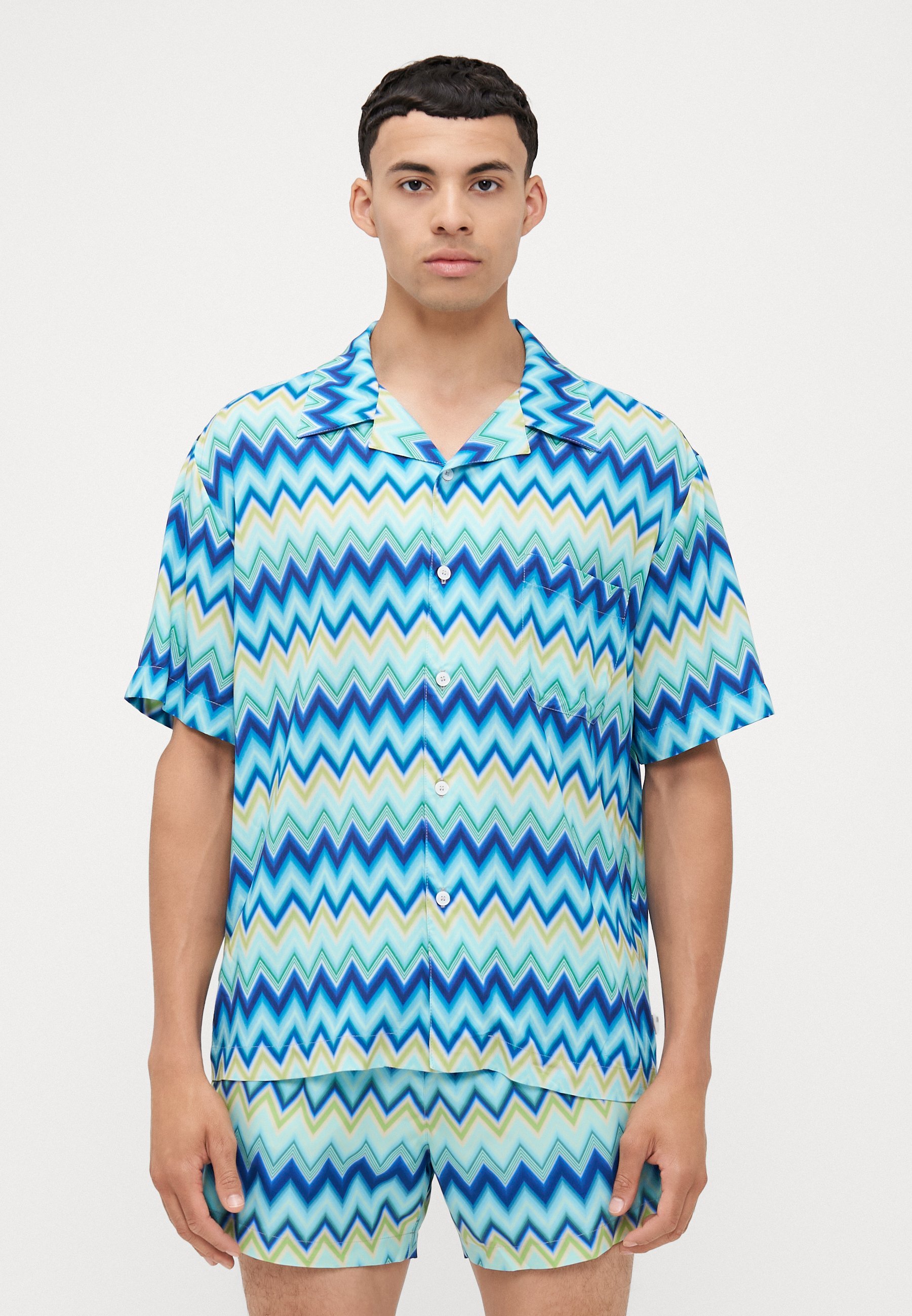 Missoni shirt met korte mouwen - Strandaccessoire - blauw/groen