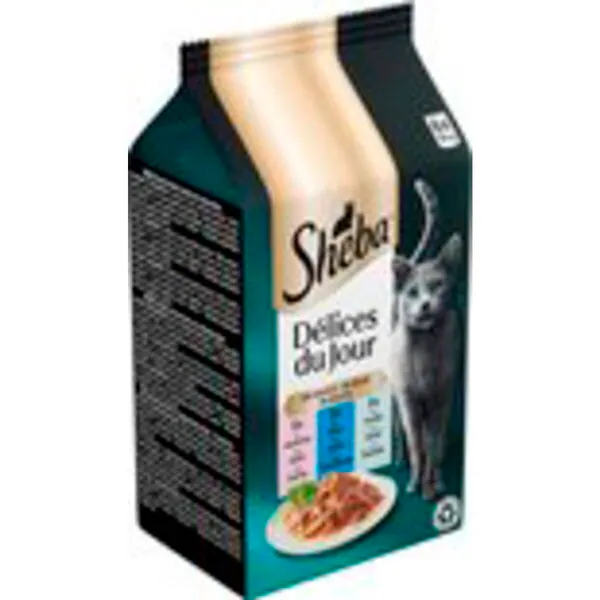 Sheba Délices du Jour în sos cu pliculețe de somon, ton și păstrăv pentru hrană pentru pisici<br>36 x 50g