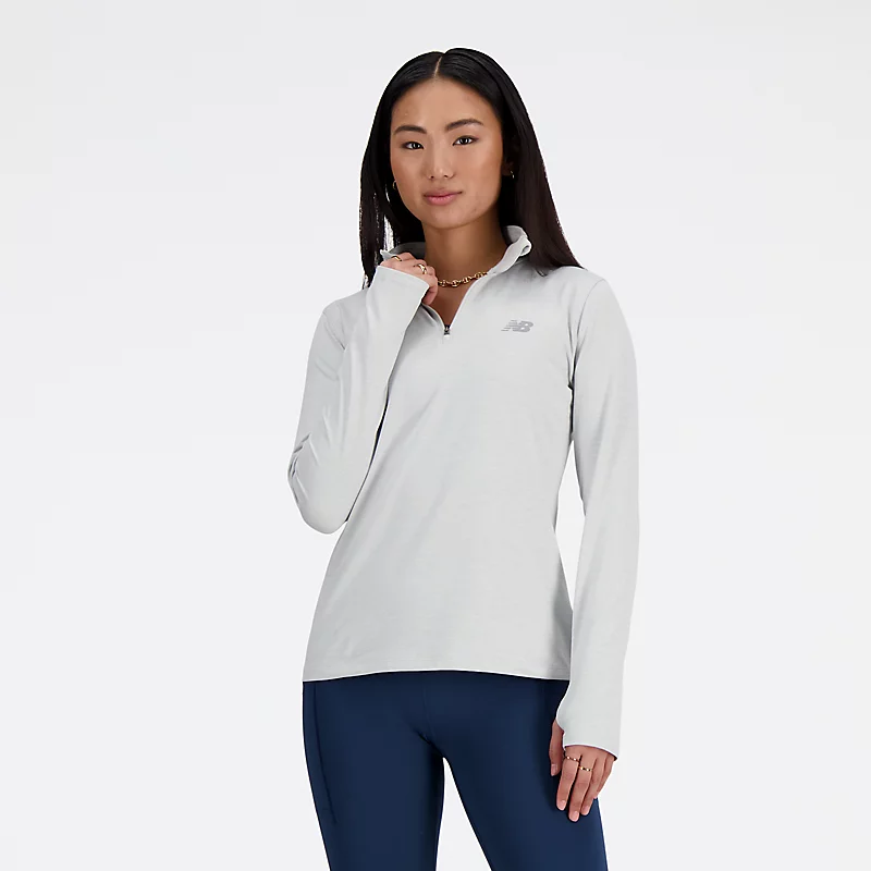 Damskie sportowe niezbędniki Space Dye Quarter Zip - ASH HEATHER