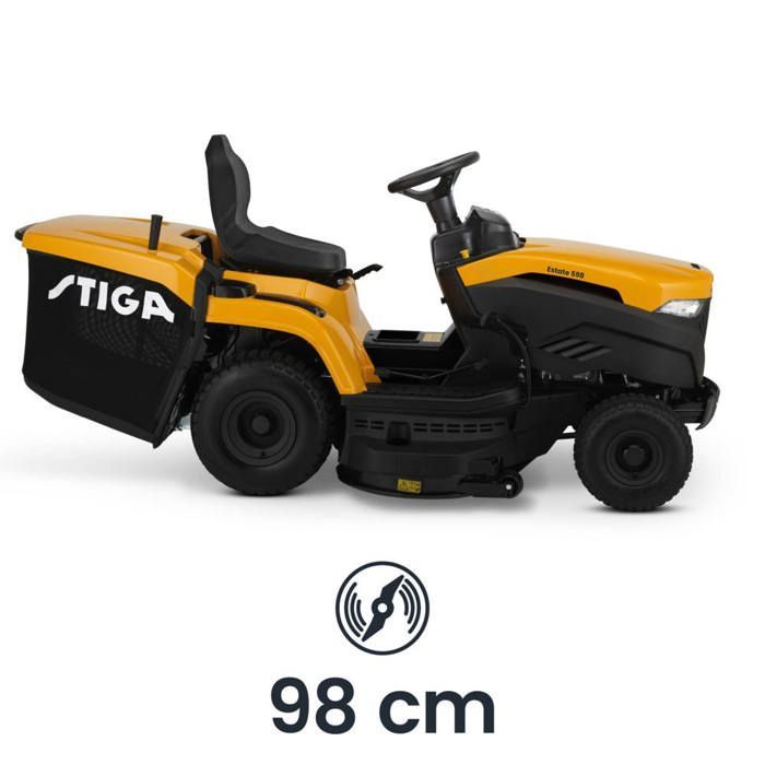 Tracteur de Jardin – STIGA – Estate 598 – Moteur 452cc, Coupe 98cm, Bac 240L, Hydrostatique, Jusqu'à 5000m²