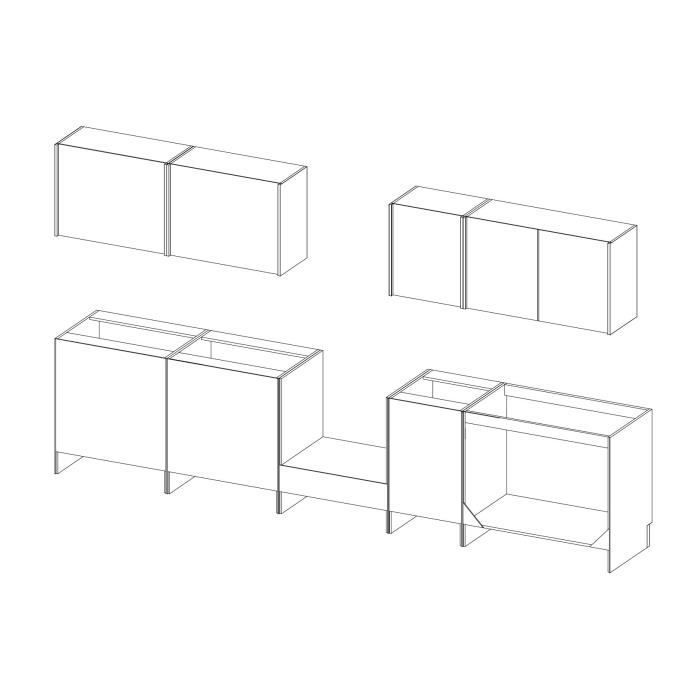 ULTRA Complete kitchen with oven unit and worktop included, 300 cm wide - Matte red