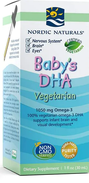 Nordic Naturals Baby's DHA Vegetarian, Kwasy Omega-3 1050mg dla dzieci, Krople