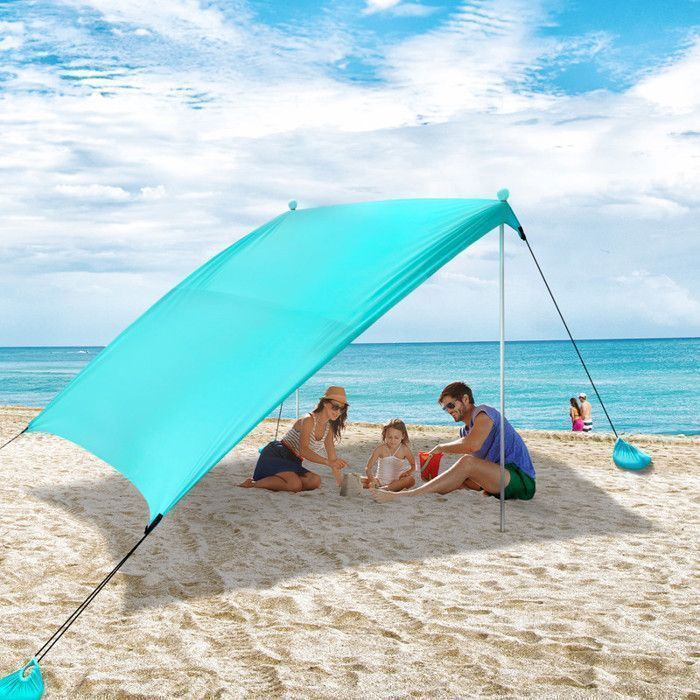 Portable beach tent 210×210 cm - Green UPF50+ UV-resistant Lycra, aluminum poles, carrying bag