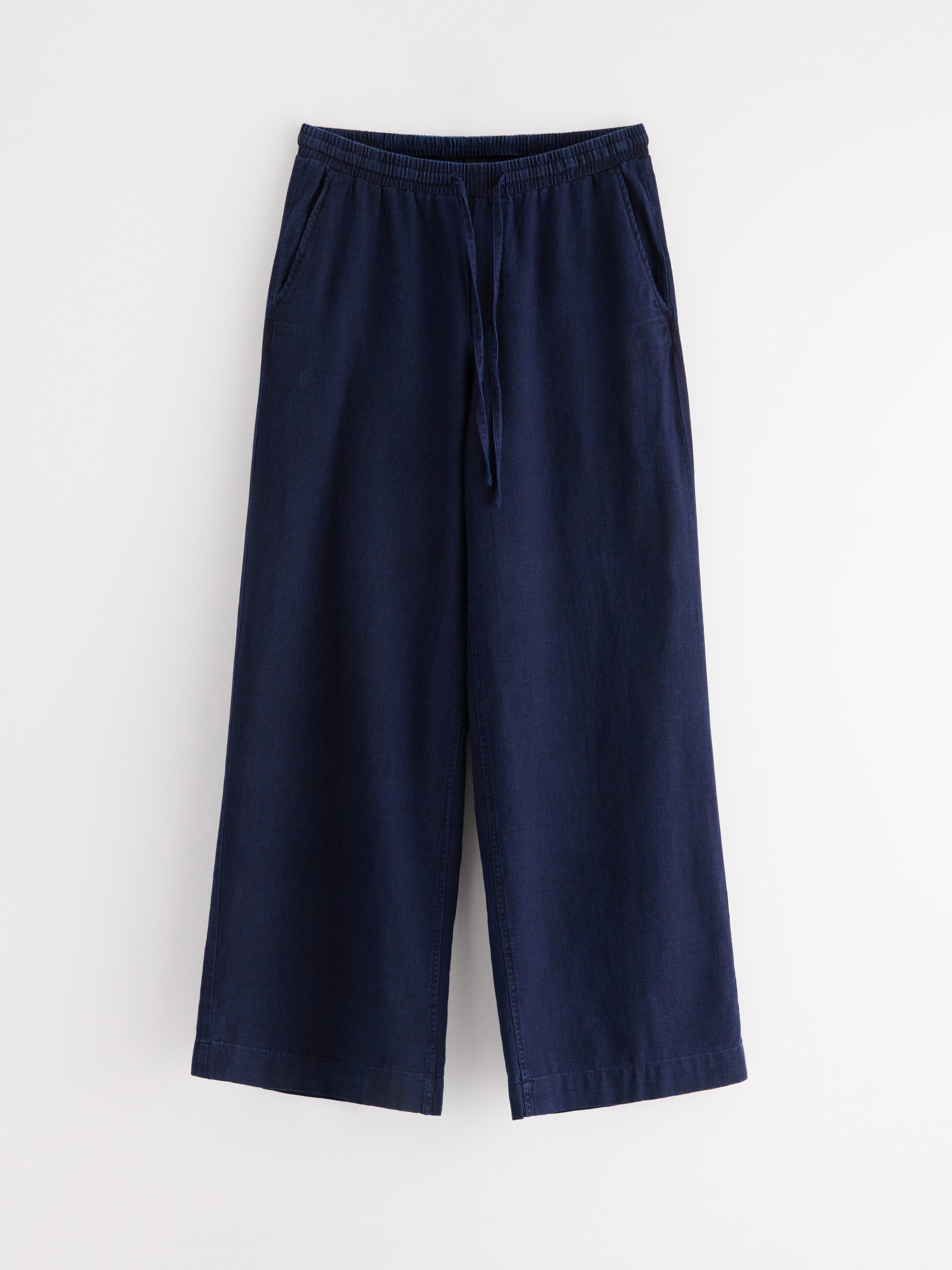 Pantalones vaqueros con cordón ajustable, color azul vaquero.