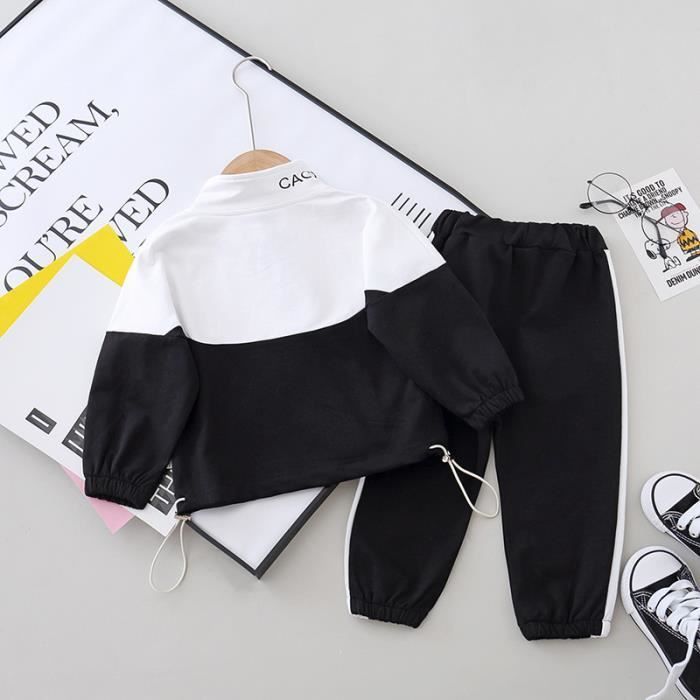 Conjunto de ropa de algodón de 2 piezas para niñas y niños, ideal para practicar deporte y para el tiempo libre. Color negro.