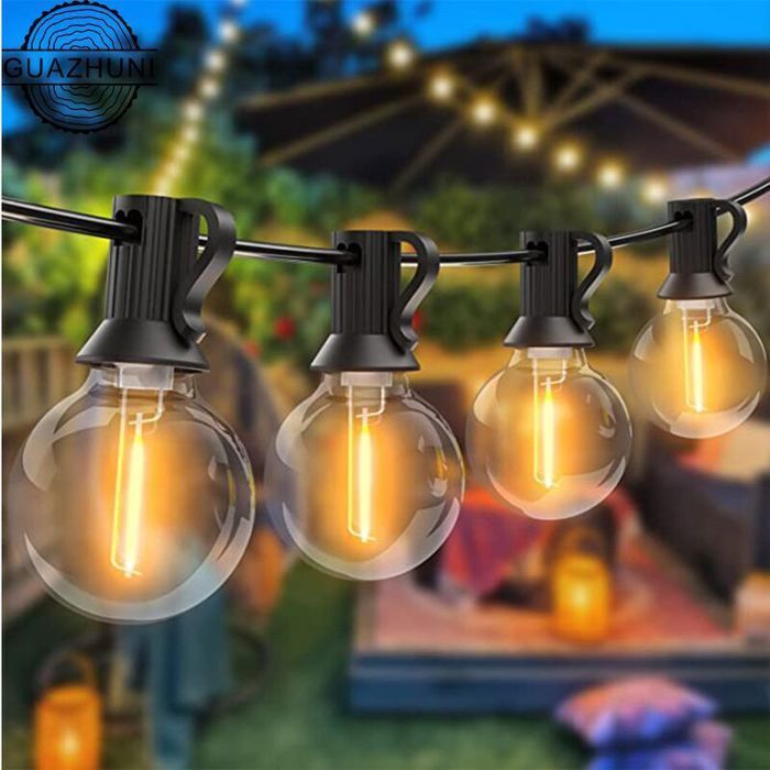 Guirlande Lumineuse Extérieure,15M Guirlande Guinguette LED G40 Ampoules 25+2 Rechange,Guirlande Decorative Raccordable pour Jardin