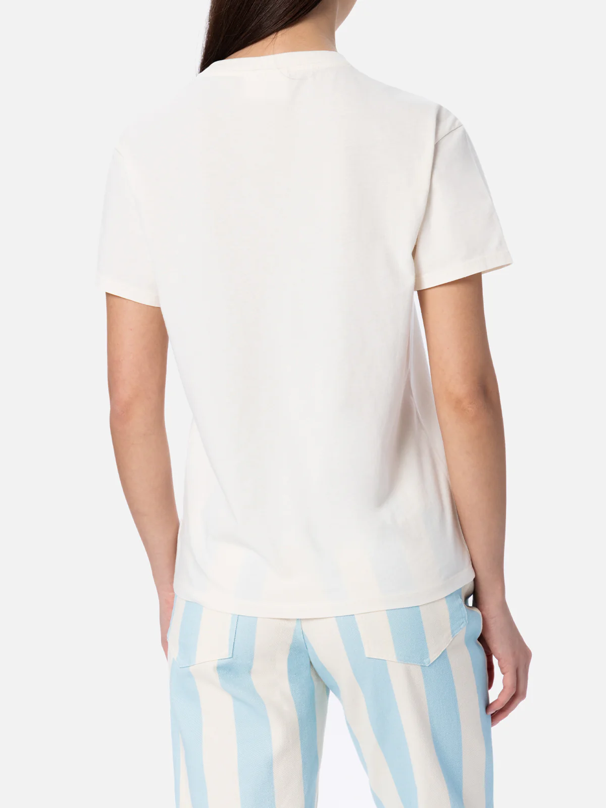 Emilie dames T-shirt met ronde hals van off-white katoenen jersey