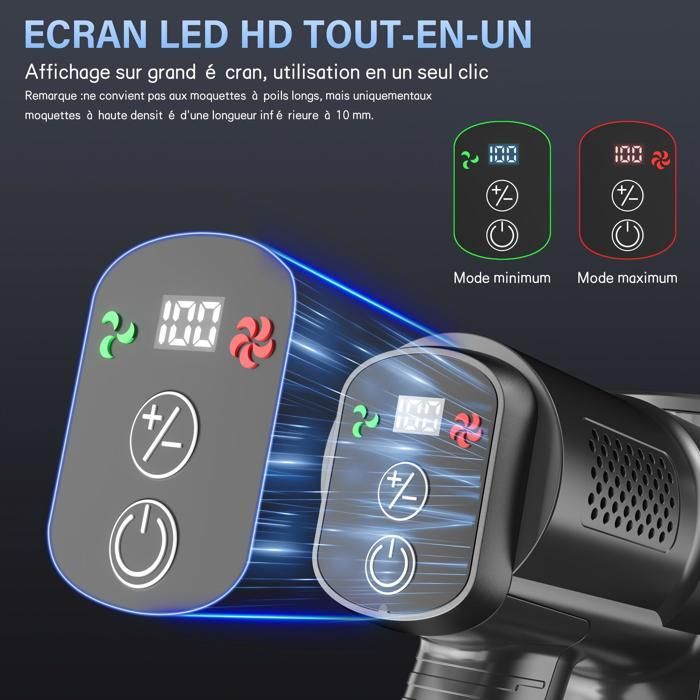 Aspiradora de mano STANOW - 45000Pa/550W - Plegable 180° - 40 min de autonomía - Cepillo antienredos