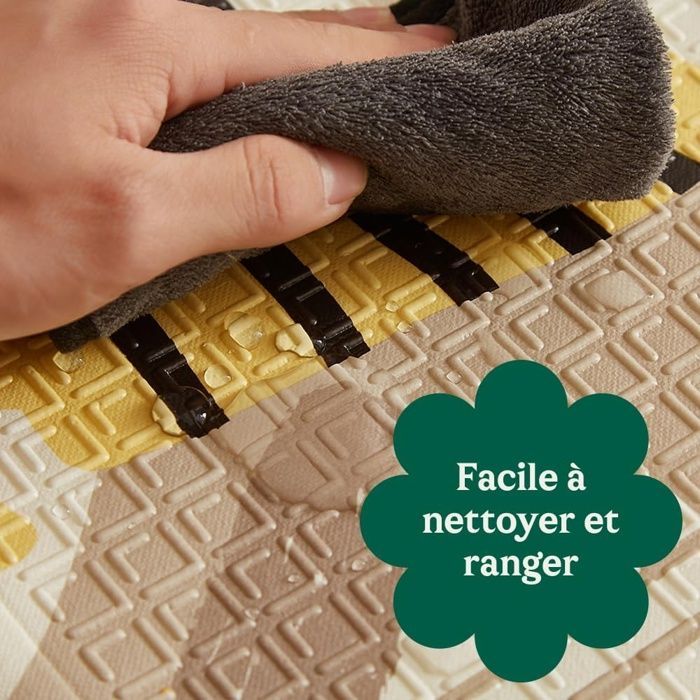 Alfombra de actividades para bebés CASABEL de 175x150cm, plegable e impermeable, con diseños de leones y osos.