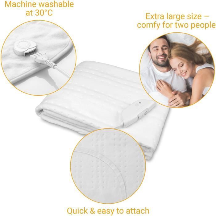 Surmatelas chauffant – Chauffe-lit 2 places– medisana HU 676 – lavable – 4 niveaux de températures - arrêt automatique – 150x160cm