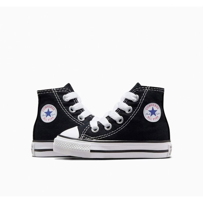 Converse Chuck Taylor All Star - Sneaker alta unisex per neonati, nera, in tessuto, con lacci